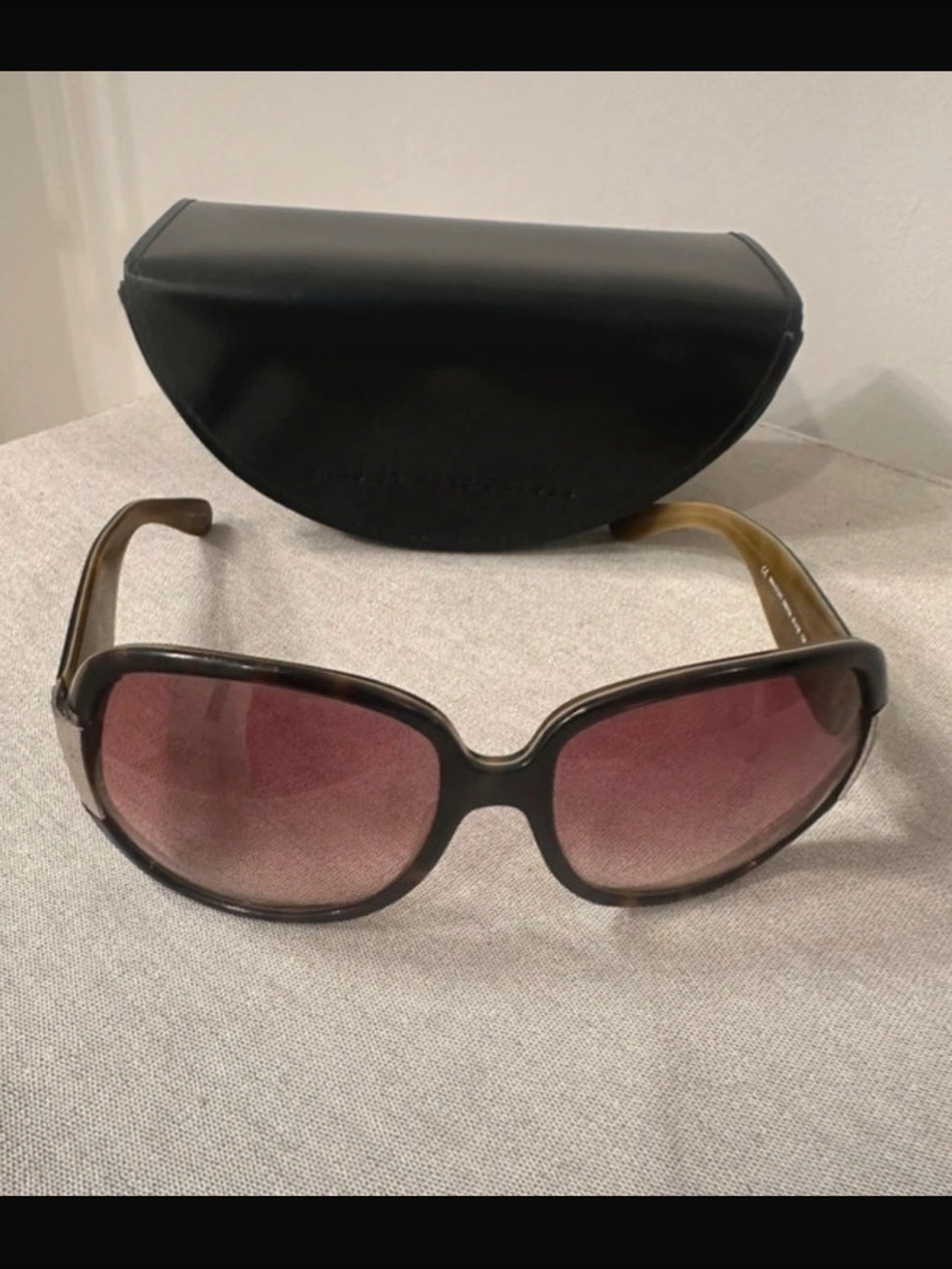Marc By Marc Jacobs Oversized Tortoiseshell Sunglasses with Gradient Pink Lenses